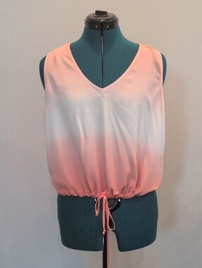 cloth & stone Peach Ombre V-Neck Drawstring Tank Size XS